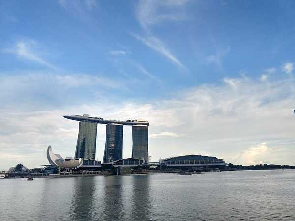 Three towers by the water in Singapore.