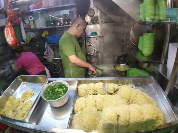 Wonton noodle soup at a food court in Singapore.